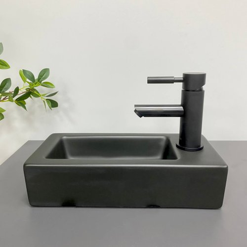 Умывальник (раковина) VBI KOMO L BLACK MATT накладной подвесной