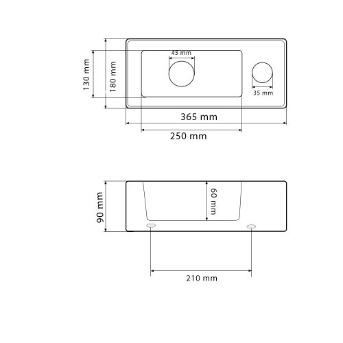 Умывальник (раковина) VBI KOMO L BLACK MATT накладной подвесной