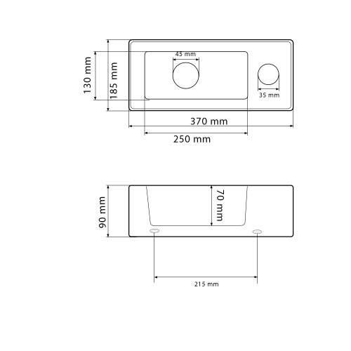 Умывальник (раковина) VBI KOMO L WHITE накладной подвесной