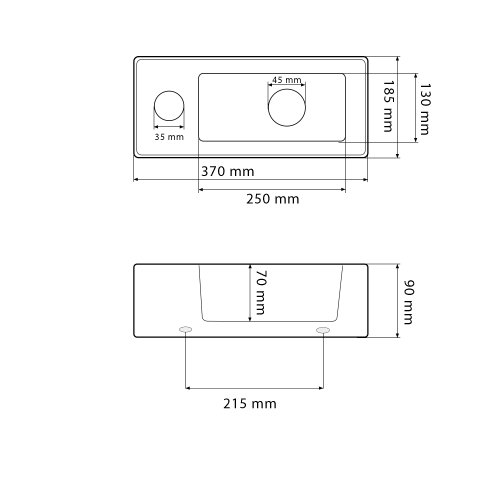 Умывальник (раковина) VBI KOMO R WHITE накладной подвесной
