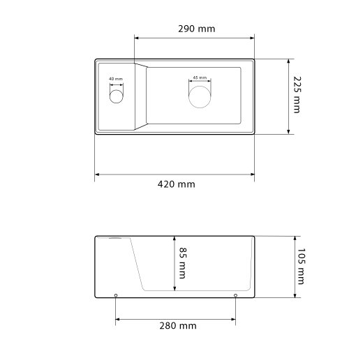 Умывальник (раковина) VBI LAGO R WHITE накладной подвесной