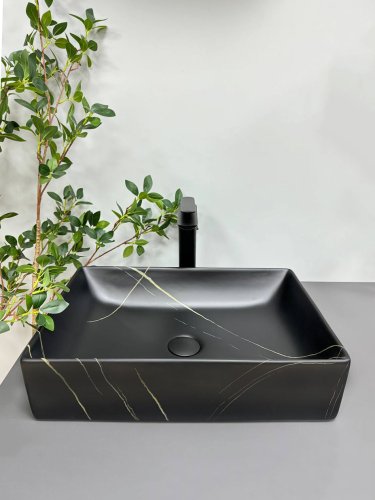 Умивальник (раковина) VBI LATINA BLACK STONE MATT накладний