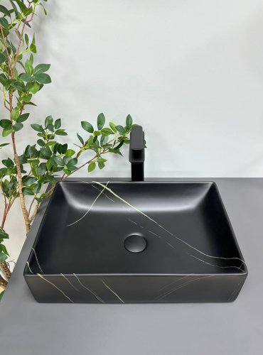 Умивальник (раковина) VBI LATINA BLACK STONE MATT накладний