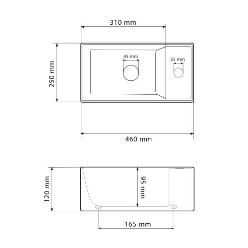 Умывальник (раковина) VBI LECCE L WHITE накладной подвесной