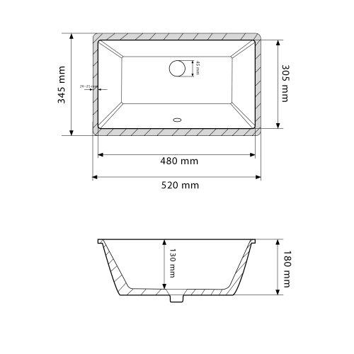Умывальник (раковина) VBI MANTUA WHITE врезной