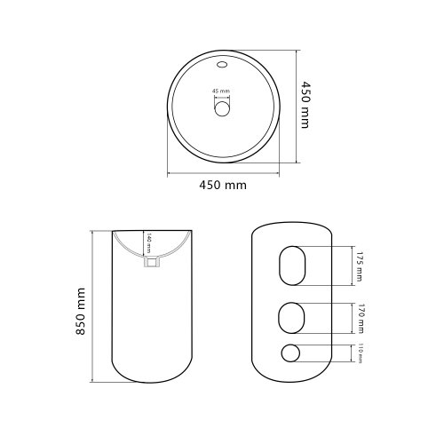 Умывальник (раковина) VBI MATERA BLACK MATT напольный
