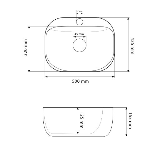Умывальник (раковина) VBI NARNI M WHITE накладной