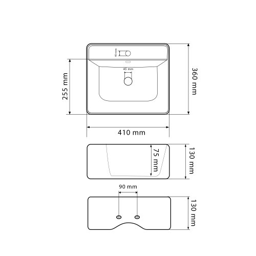 Умивальник (раковина) VBI PADUA 40 WHITE накладний підвісний
