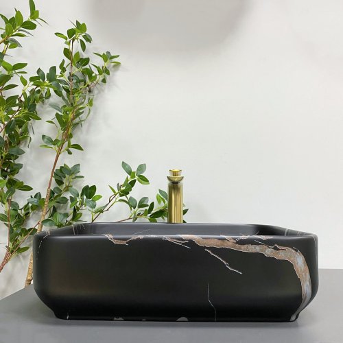 Умивальник (раковина) VBI PALERMO BLACK STONE MATT накладний