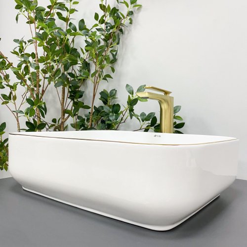 Умывальник (раковина) VBI PALERMO WHITE GOLD EDGE накладной