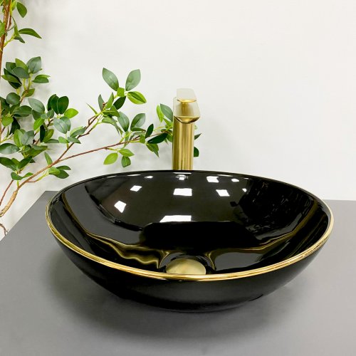 Умивальник (раковина) VBI PARMA BLACK GOLD EDGE накладний