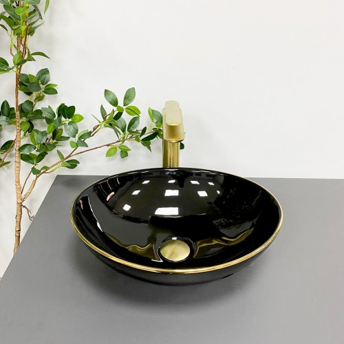 Умивальник (раковина) VBI PARMA BLACK GOLD EDGE накладний