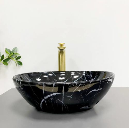 Умывальник (раковина) VBI PARMA BLACK STONE GLOSSY накладной