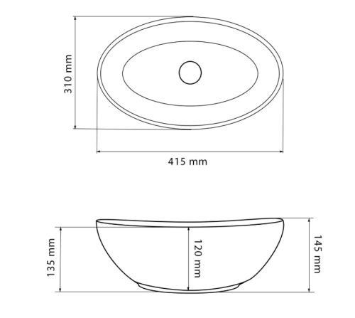 Умывальник (раковина) VBI PARMA BLACK STONE GLOSSY накладной