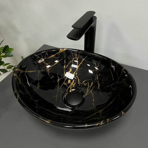 Умывальник (раковина) VBI PARMA MARBLE BLACK GLOSSY накладной