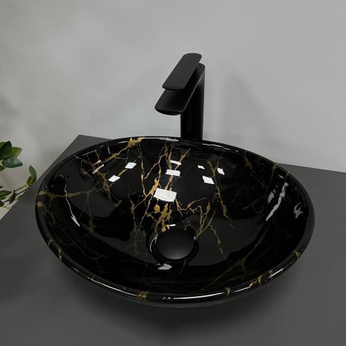 Умывальник (раковина) VBI PARMA MARBLE BLACK GLOSSY накладной