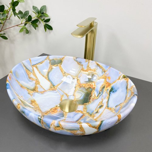 Умывальник (раковина) VBI PARMA MARBLE BLUE GLOSSY накладной