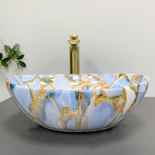 Умывальник (раковина) VBI PARMA MARBLE BLUE GLOSSY накладной