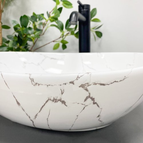 Умывальник (раковина) VBI PARMA WHITE STONE GLOSSY накладной