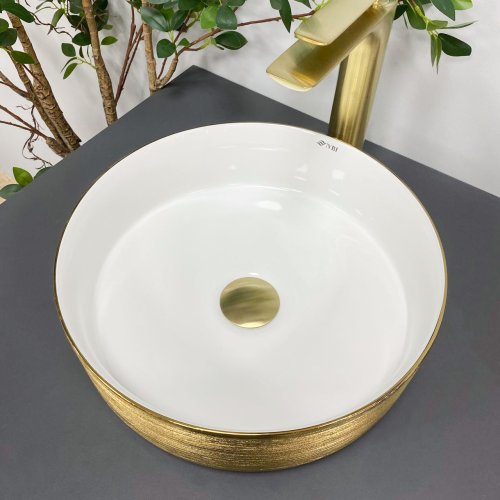 Умивальник (раковина) VBI PRATO GOLD WHITE накладний