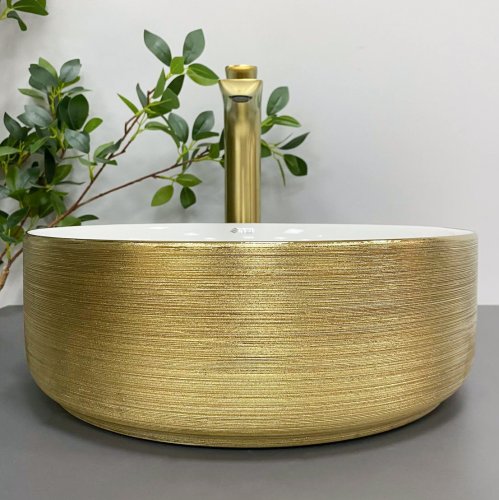 Умивальник (раковина) VBI PRATO GOLD WHITE накладний