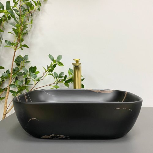 Умывальник (раковина) VBI RAVENNA BLACK STONE MATT накладной