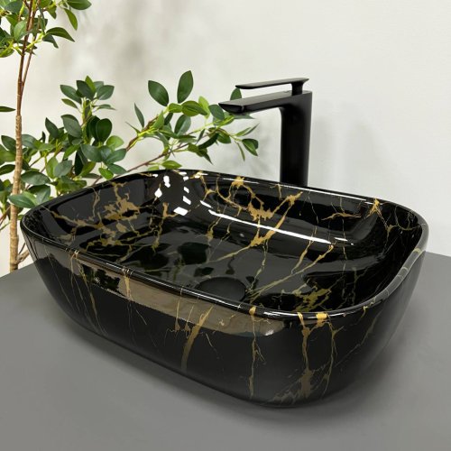 Умивальник (раковина) VBI RAVENNA MARBLE BLACK GLOSSY накладний