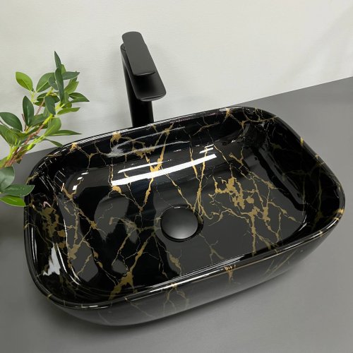 Умивальник (раковина) VBI RAVENNA MARBLE BLACK GLOSSY накладний
