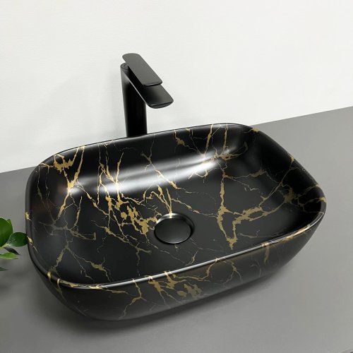 Умывальник (раковина) VBI RAVENNA MARBLE BLACK MATT накладной