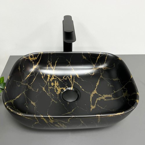 Умывальник (раковина) VBI RAVENNA MARBLE BLACK MATT накладной