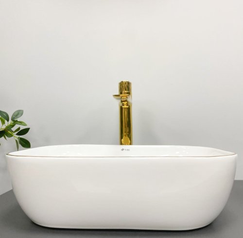 Умывальник (раковина) VBI RAVENNA WHITE GOLD EDGE накладной