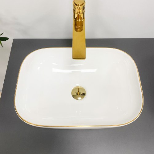 Умывальник (раковина) VBI RAVENNA WHITE GOLD EDGE накладной