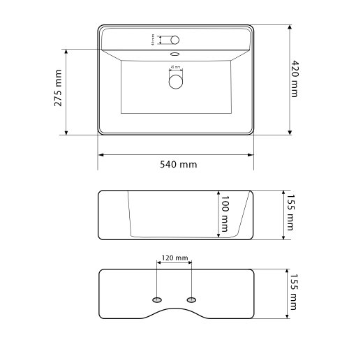 Умывальник (раковина) VBI TERAMO M WHITE накладной подвесной