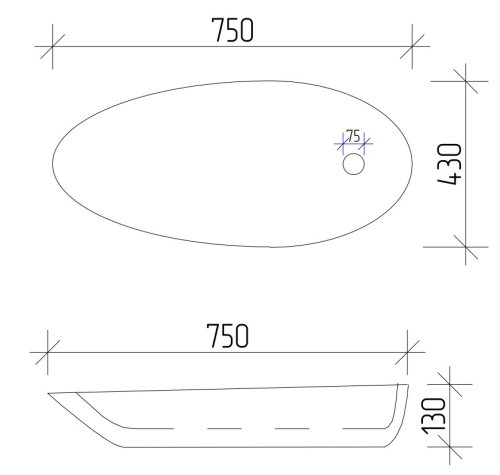 Умивальник (раковина) VBI TRENTO 75 WHITE накладний