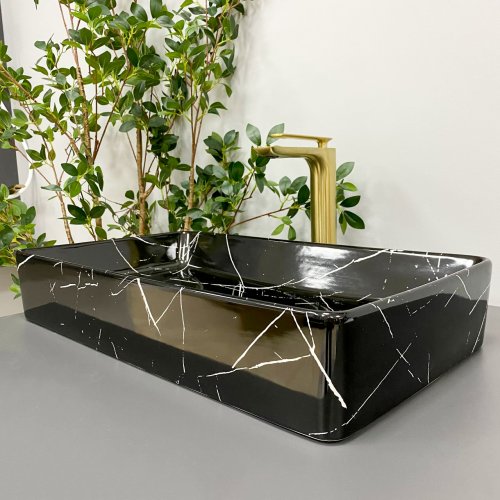 Умивальник (раковина) VBI TRIEST BLACK MARMO GLOSSY накладний