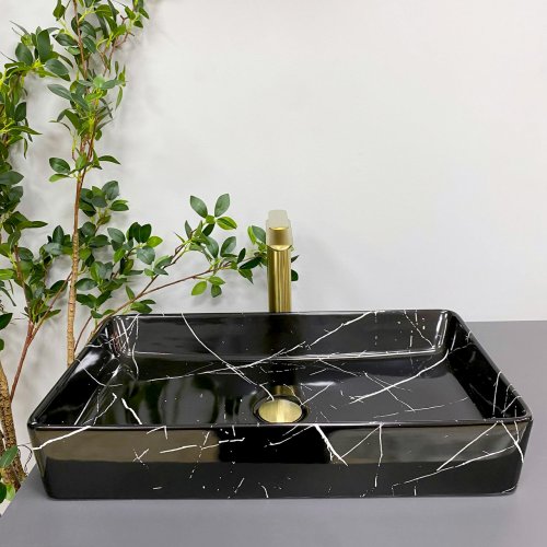 Умивальник (раковина) VBI TRIEST BLACK MARMO GLOSSY накладний