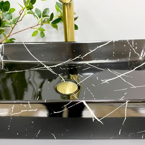 Умивальник (раковина) VBI TRIEST BLACK MARMO GLOSSY накладний