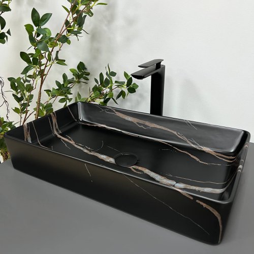 Умивальник (раковина) VBI TRIEST BLACK STONE MATT накладний