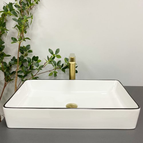 Умивальник (раковина) VBI TRIEST WHITE BLACK EDGE накладний