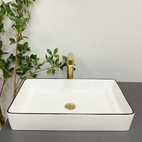 Умивальник (раковина) VBI TRIEST WHITE BLACK EDGE накладний