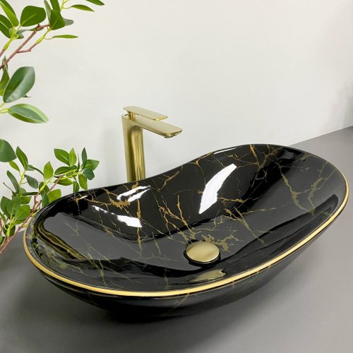 Умывальник (раковина) VBI TURIN MARBLE BLACK GLOSSY накладной