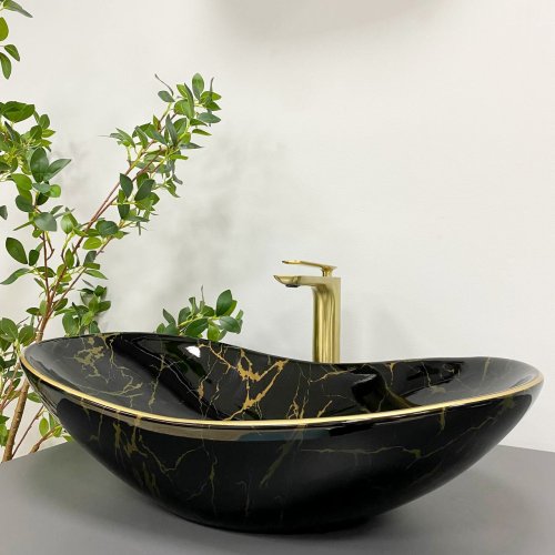 Умывальник (раковина) VBI TURIN MARBLE BLACK GLOSSY накладной