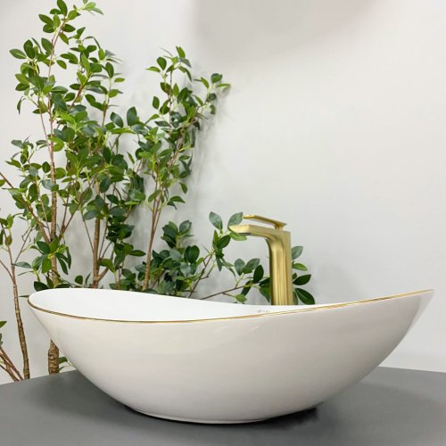 Умывальник (раковина) VBI TURIN WHITE GOLD EDGE накладной