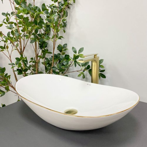 Умывальник (раковина) VBI TURIN WHITE GOLD EDGE накладной