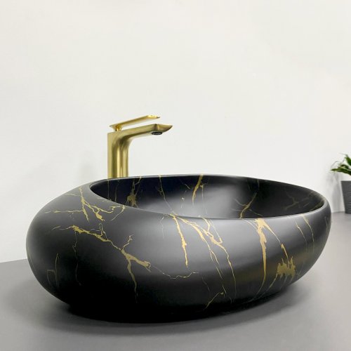 Умивальник (раковина) VBI VALIANO MARBLE BLACK MATT накладний