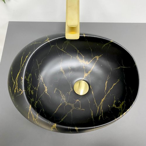 Умивальник (раковина) VBI VALIANO MARBLE BLACK MATT накладний