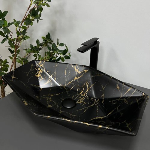 Умывальник (раковина) VBI VENEZIA MARBLE BLACK MATT накладной