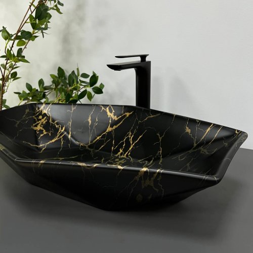 Умывальник (раковина) VBI VENEZIA MARBLE BLACK MATT накладной