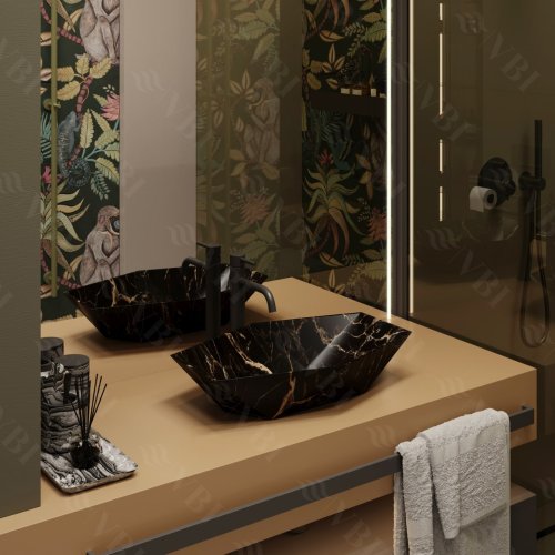 Умывальник (раковина) VBI VENEZIA S MARBLE BLACK MATT накладной