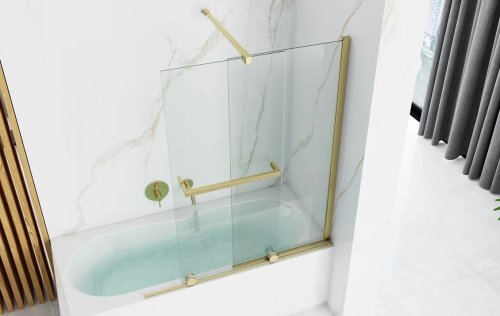 Шторка для ванны REA FABIAN 100 BRUSHED GOLD раздвижная